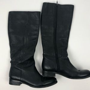 Nine West Black Leather Tall Riding Boots Moto 6